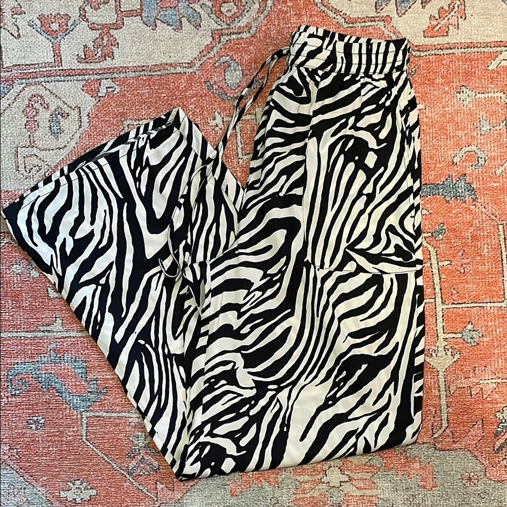 Rachel Zoe Wide Leg Zebra Print Pants